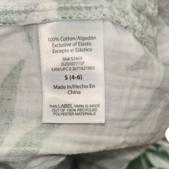 Joyspun 100% Cotton Palm Leaf 2 Piece Set Women’s Sz 4-6 Vacation Beach Costal - Picture 6 of 15